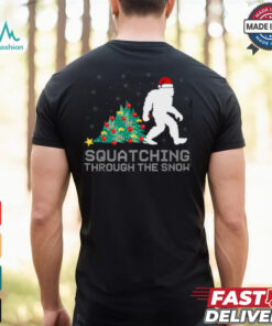Squatching Through The Snow Bigfoot Christmas Sasquatch T Shirt Recovered