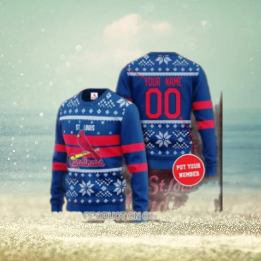 St. Louis Cardinals Blue Christmas Sweater With Customizable Name Number St. Louis Cardinals Blue Christmas Sweater With Customizable Name Number
