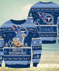 Tennessee Titans NFL 2024 Merrykissmyass Funny Santa Claus Christmas Ugly Sweater