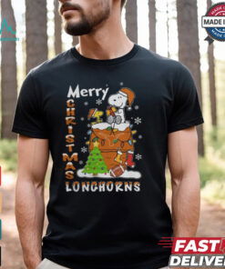 Texas Longhorns Snoopy And Woodstock Merry Christmas Shirt