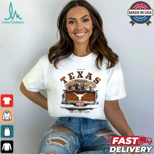 Texas Longhorns labs in truck Hook ‘Em shirt