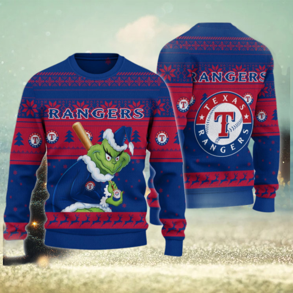 Texas Rangers Grinch Christmas Ugly Sweater Texas Rangers Grinch Christmas Ugly Sweater