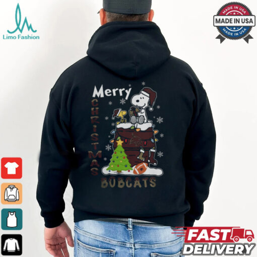 Texas State Bobcats Snoopy And Woodstock Merry Christmas Shirt