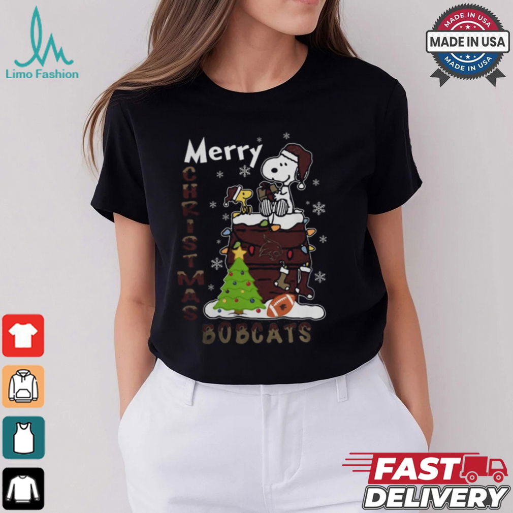 Texas State Bobcats Snoopy And Woodstock Merry Christmas Shirt Texas State Bobcats Snoopy And Woodstock Merry Christmas Shirt