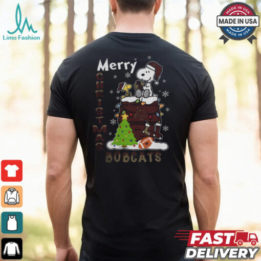 Texas State Bobcats Snoopy And Woodstock Merry Christmas Shirt