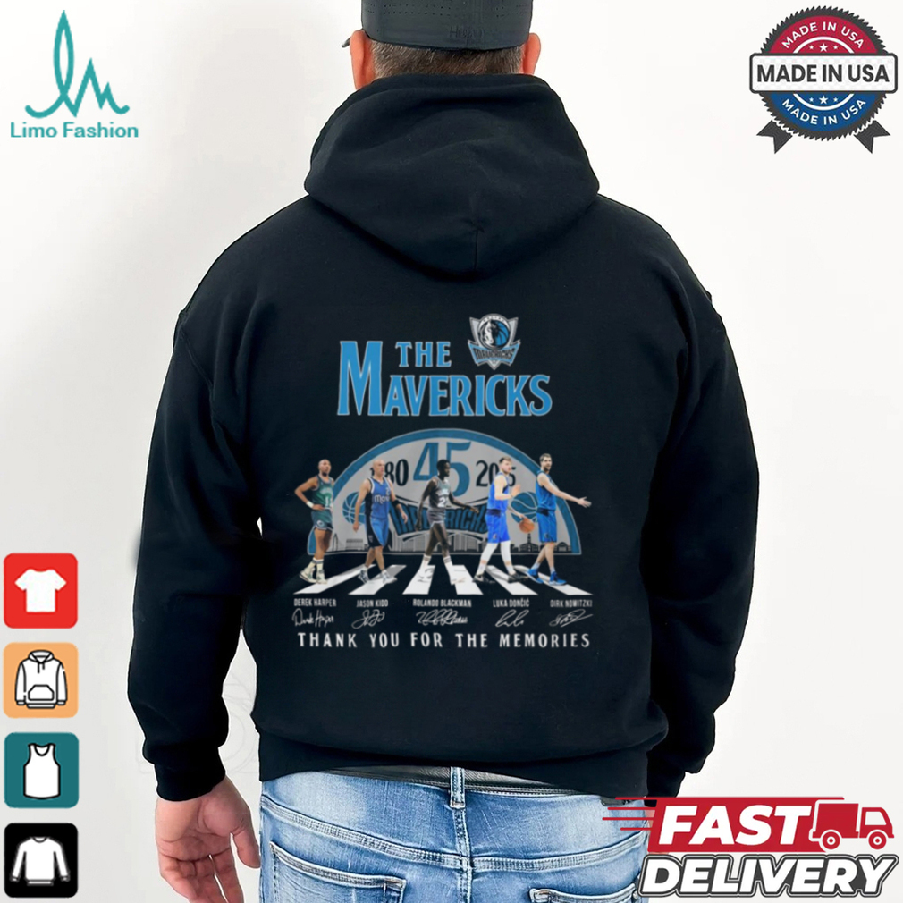 The Dallas Mavericks Abbey Road 45 Years 1980 2025 Thank You For The Memories Signatures shirt The Dallas Mavericks Abbey Road 45 Years 1980 2025 Thank You For The Memories Signatures shirt