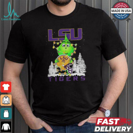 The Grinch Hug LSU Tigers Helmet Christmas Shirt