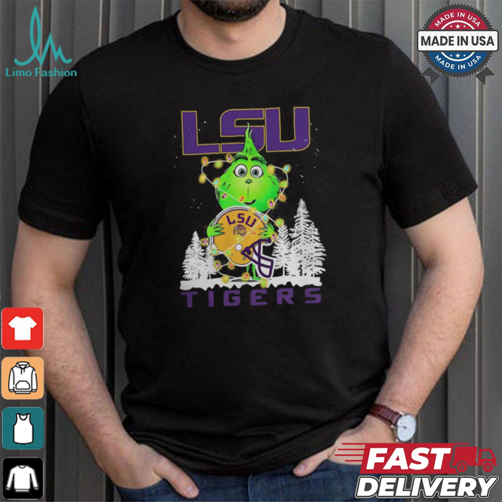 The Grinch Hug LSU Tigers Helmet Christmas Shirt The Grinch Hug LSU Tigers Helmet Christmas Shirt