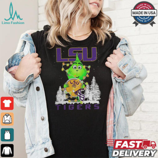 The Grinch Hug LSU Tigers Helmet Christmas Shirt