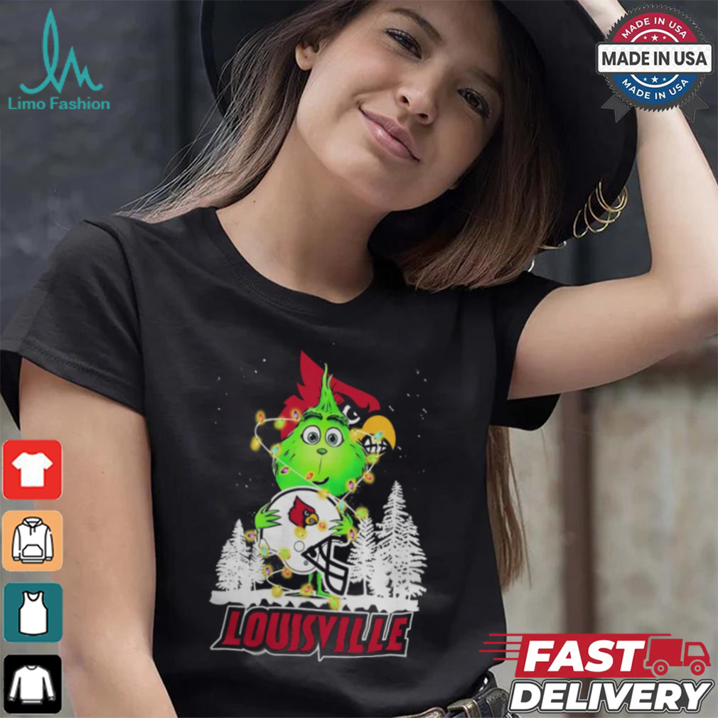 The Grinch Hug Louisville Cardinals Helmet Christmas Shirt The Grinch Hug Louisville Cardinals Helmet Christmas Shirt