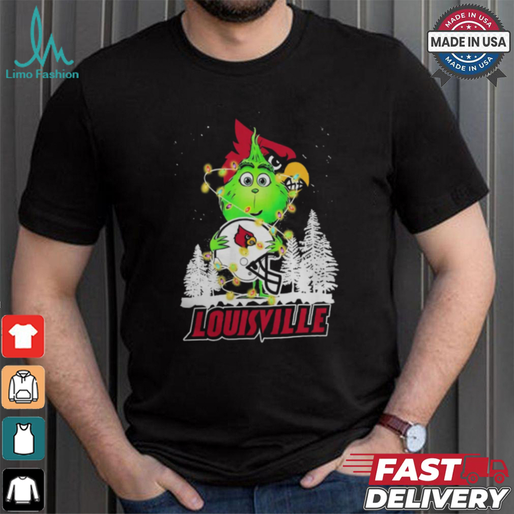 The Grinch Hug Louisville Cardinals Helmet Christmas Shirt The Grinch Hug Louisville Cardinals Helmet Christmas Shirt