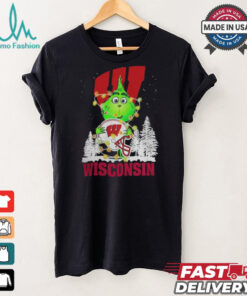 The Grinch Hug Ohio Wisconsin Badgers Helmet Christmas Shirt