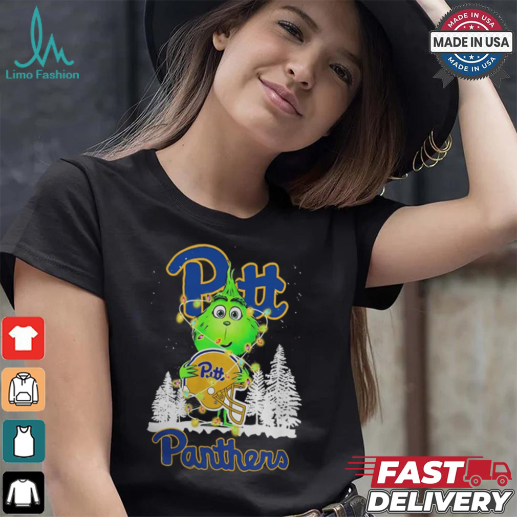The Grinch Hug Pittsburgh Panthers Helmet Christmas Shirt The Grinch Hug Pittsburgh Panthers Helmet Christmas Shirt