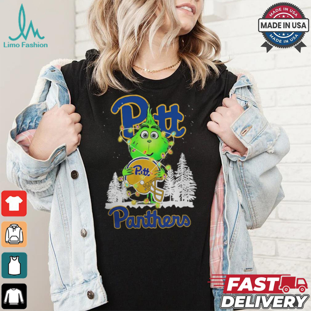 The Grinch Hug Pittsburgh Panthers Helmet Christmas Shirt The Grinch Hug Pittsburgh Panthers Helmet Christmas Shirt