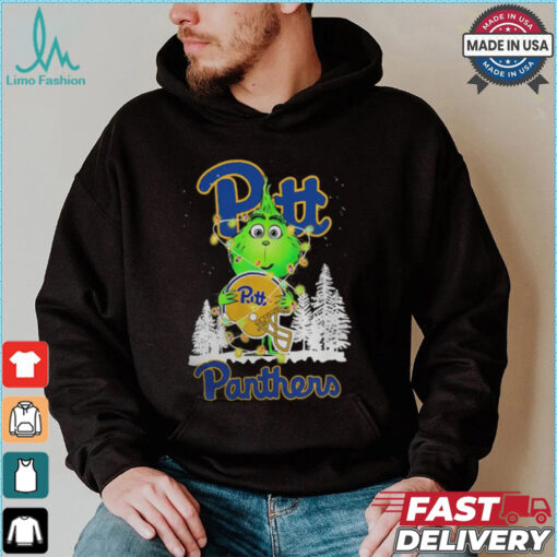 The Grinch Hug Pittsburgh Panthers Helmet Christmas Shirt