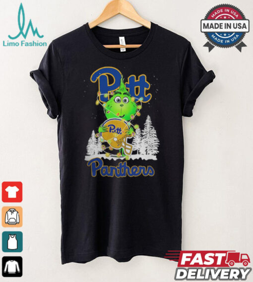 The Grinch Hug Pittsburgh Panthers Helmet Christmas Shirt