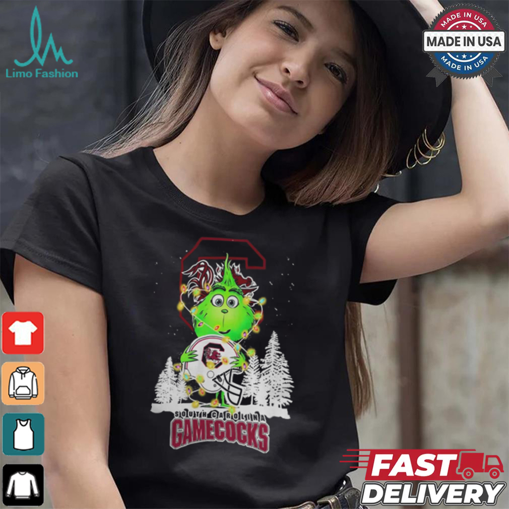 The Grinch Hug South Carolina Helmet Christmas Shirt The Grinch Hug South Carolina Helmet Christmas Shirt