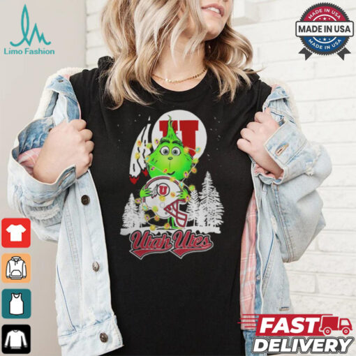 The Grinch Hug Utah Utes Helmet Christmas Shirt