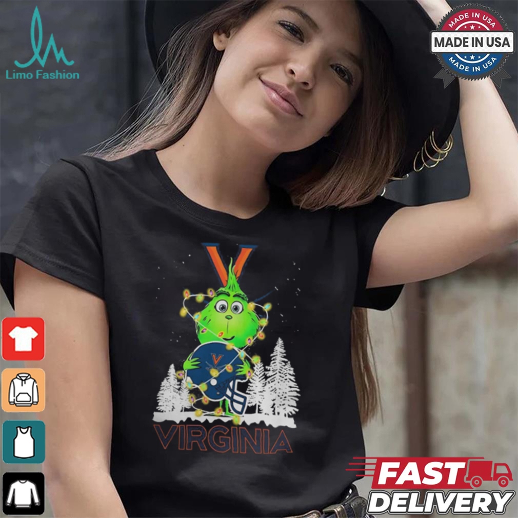 The Grinch Hug Virginia Cavaliers Helmet Christmas Shirt The Grinch Hug Virginia Cavaliers Helmet Christmas Shirt