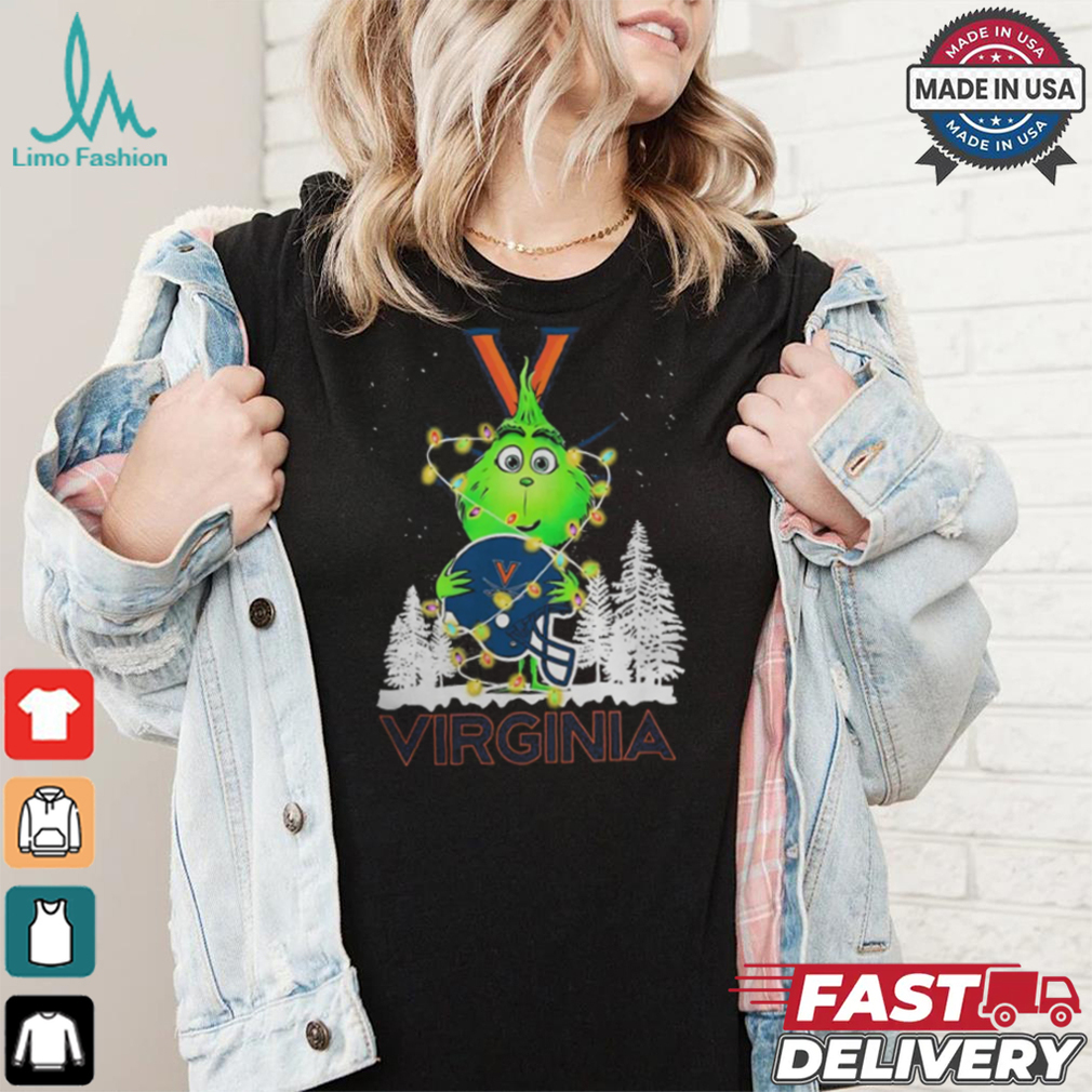 The Grinch Hug Virginia Cavaliers Helmet Christmas Shirt The Grinch Hug Virginia Cavaliers Helmet Christmas Shirt