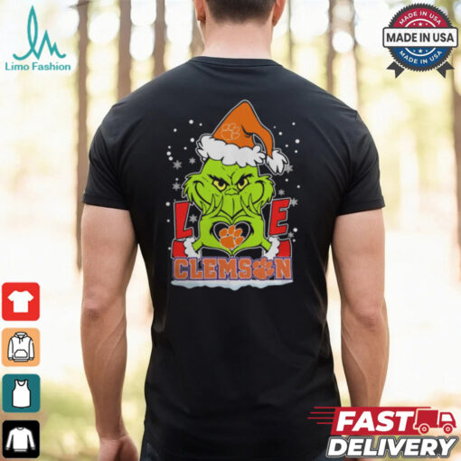 The Grinch Love Heart 2024 Clemson Tigers Football Christmas Shirt