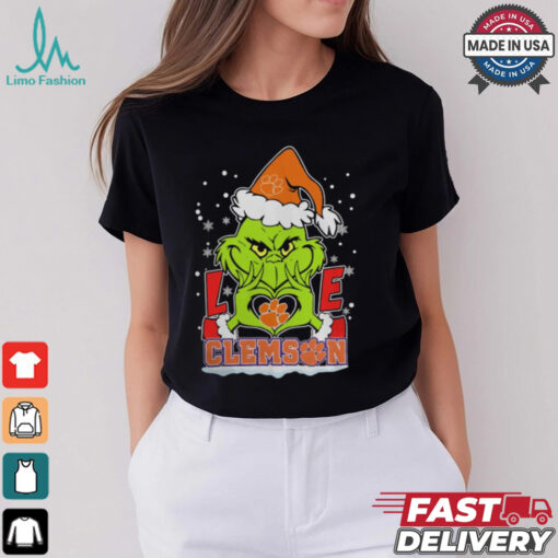 The Grinch Love Heart 2024 Clemson Tigers Football Christmas Shirt