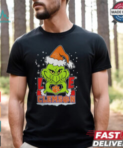 The Grinch Love Heart 2024 Clemson Tigers Football Christmas Shirt