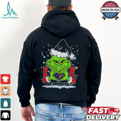 The Grinch Love Heart 2024 Houston Texans Football Christmas Shirt