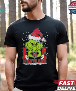 The Grinch Love Heart 2024 Maryland Terrapins Football Christmas Shirt