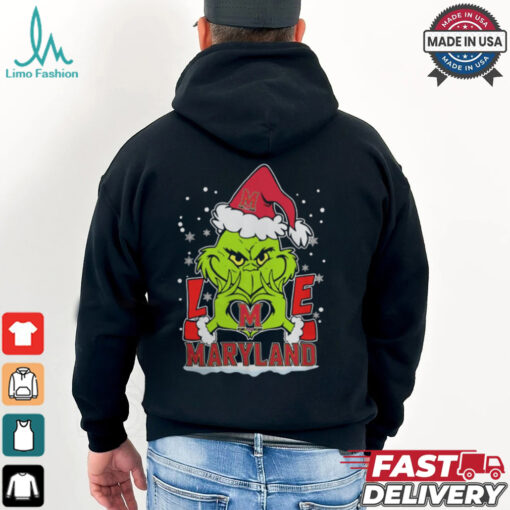The Grinch Love Heart 2024 Maryland Terrapins Football Christmas Shirt