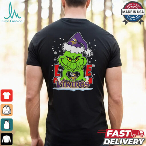 The Grinch Love Heart 2024 Minnesota Vikings Football Christmas Shirt