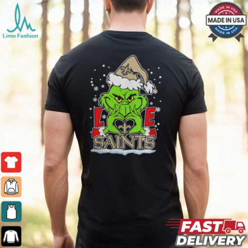 The Grinch Love Heart 2024 New Orleans Saints Football Christmas Shirt