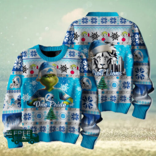 The Grinch x Detroit Lions One Pride Christmas Ugly Sweater