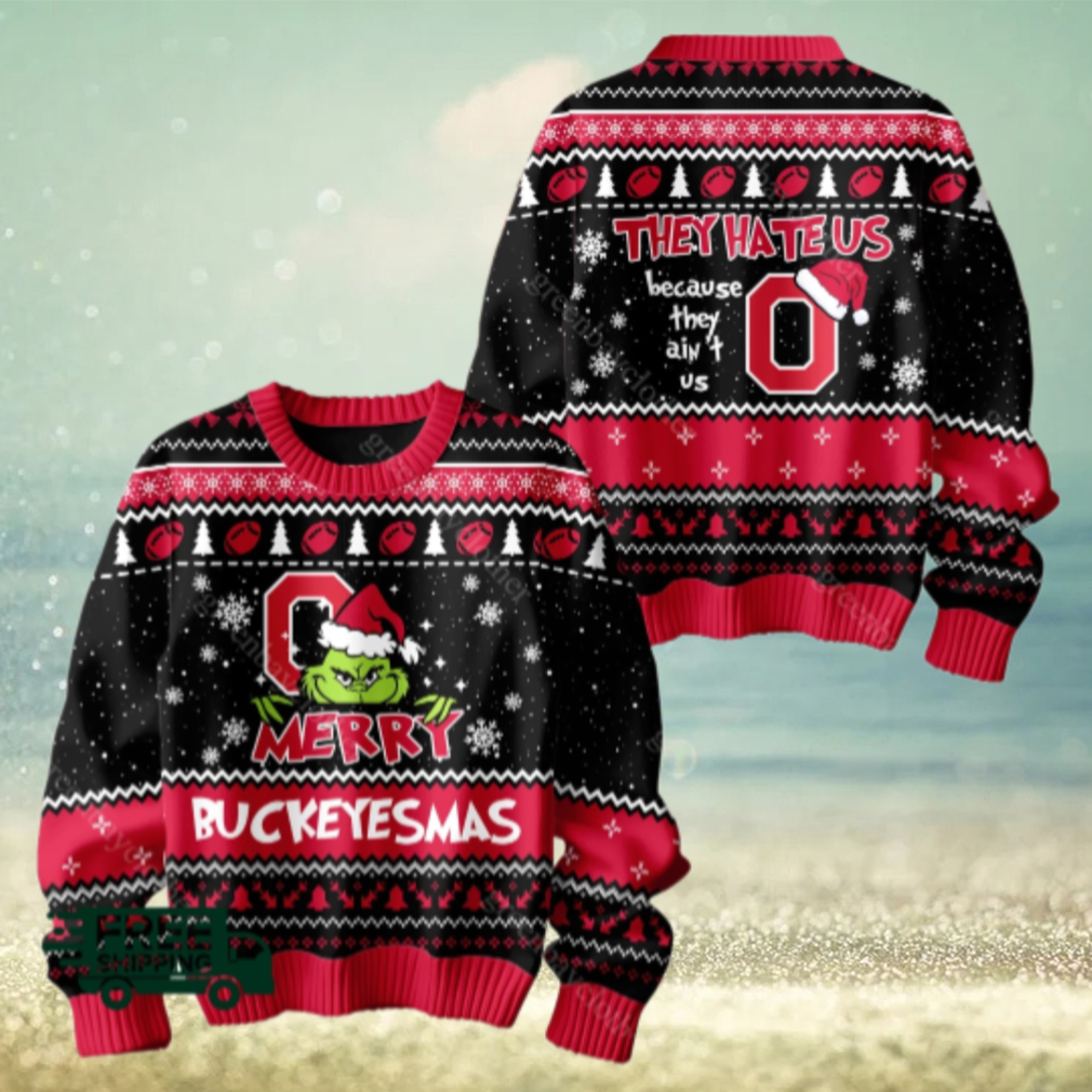 The Grinch x Ohio State Buckeyes Merry Buckeyesmas Ugly Christmas Sweater