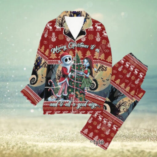 The Nightmare Before Christmas Merry Christmas To All And To All A Good Night! Button Down Pajamas Set