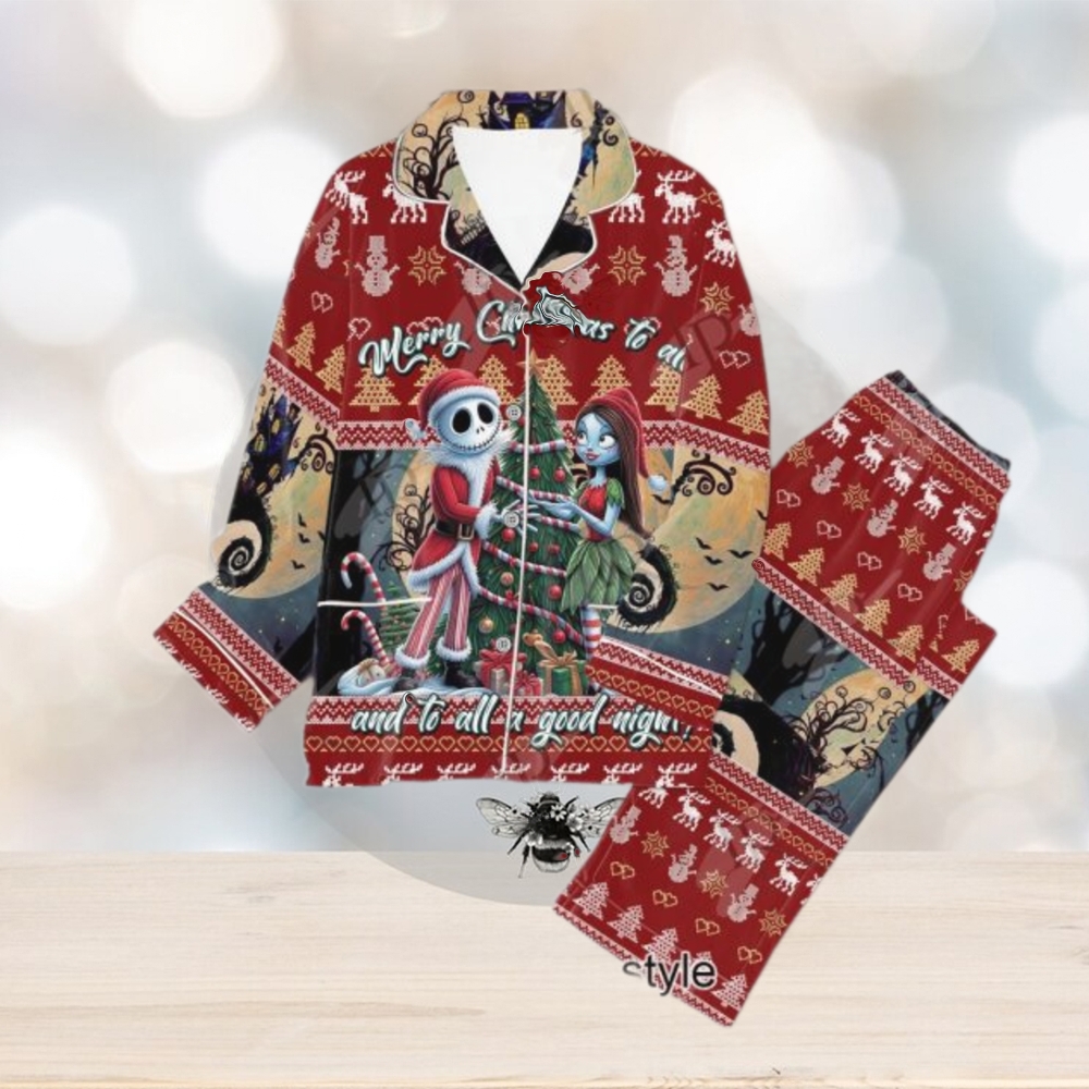 The Nightmare Before Christmas Merry Christmas To All And To All A Good Night! Button Down Pajamas Set The Nightmare Before Christmas Merry Christmas To All And To All A Good Night! Button Down Pajamas Set