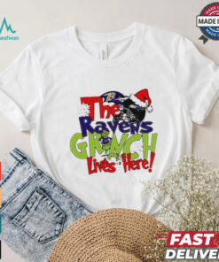 The Ravens Grinch lives here Christmas T Shirt