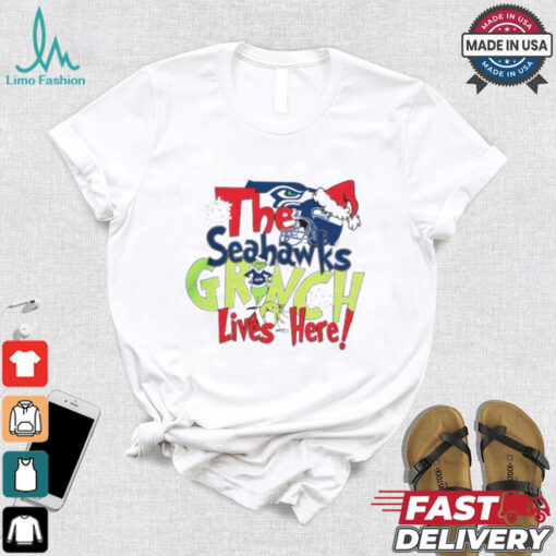 The Seattle Seahawks Grinch Lives Here Christmas T Shirt