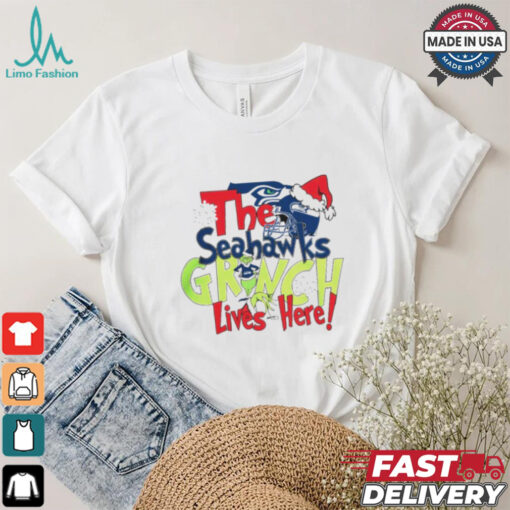 The Seattle Seahawks Grinch Lives Here Christmas T Shirt