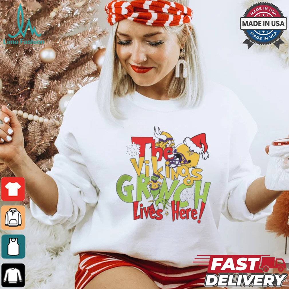 The Vikings Grinch Lives Here Christmas Shirt The Vikings Grinch Lives Here Christmas Shirt
