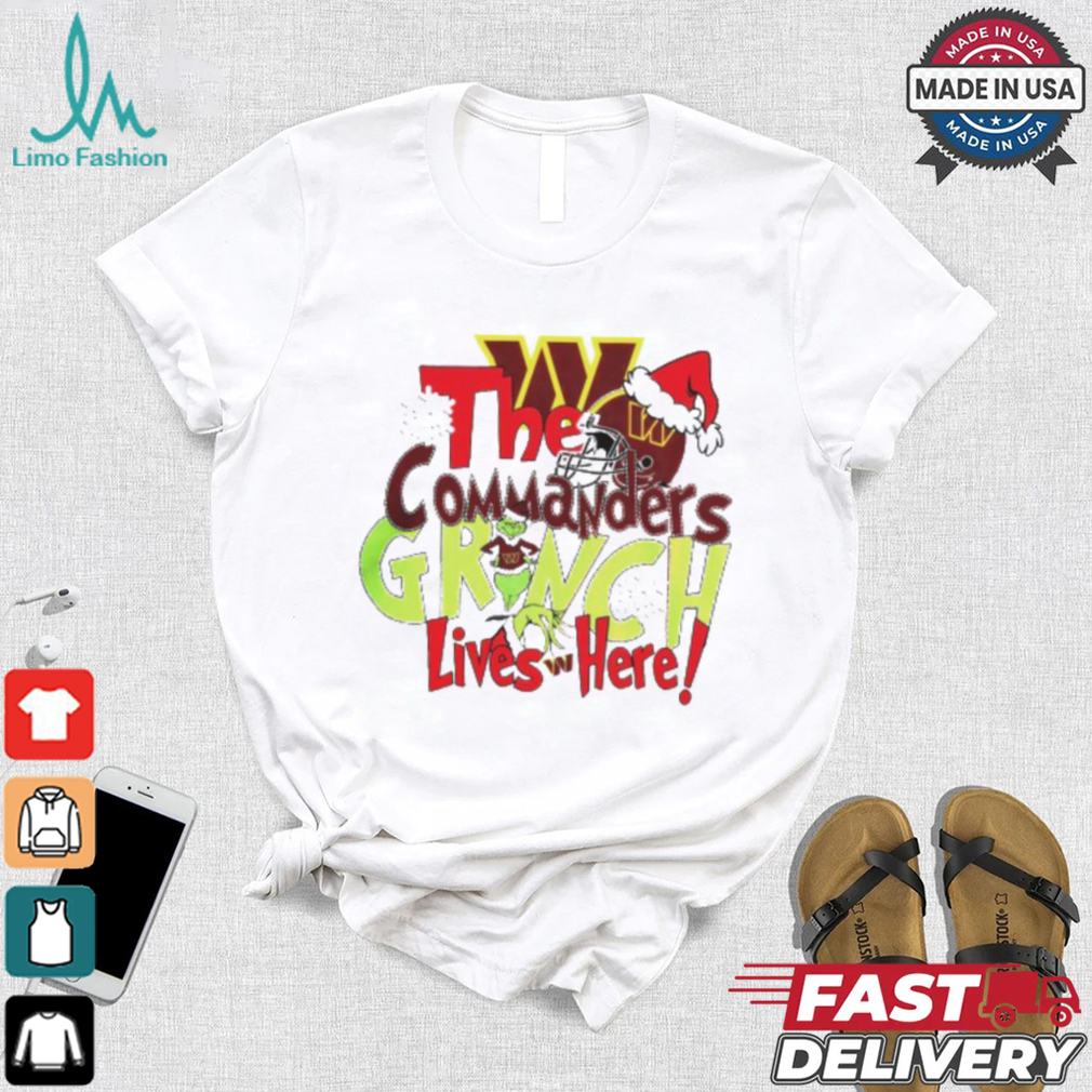 The Washington Commanders Grinch Lives Here Christmas T Shirt The Washington Commanders Grinch Lives Here Christmas T Shirt