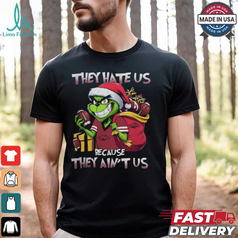 They Hate Us Because They Ain’t Us Grinch X Arkansas Razorbacks Christmas 2024 Shirt They Hate Us Because They Ain’t Us Grinch X Arkansas Razorbacks Christmas 2024 Shirt