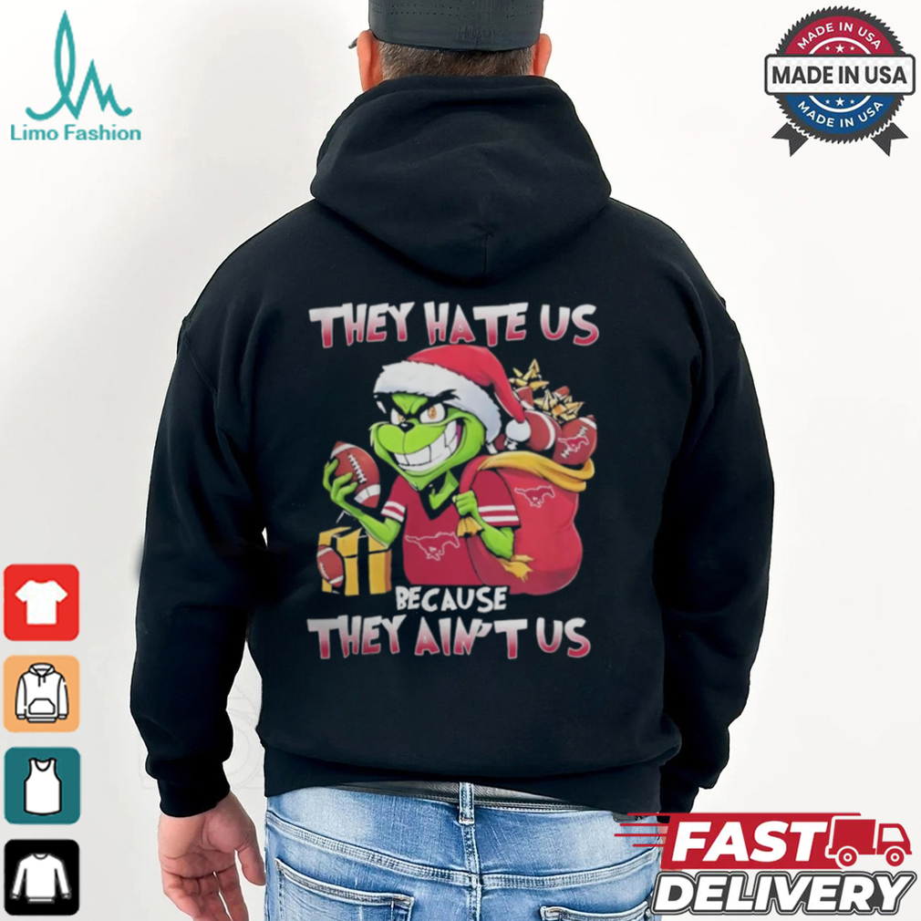 They Hate Us Because They Ain’t Us Grinch X SMU Mustangs Football Christmas Shirt They Hate Us Because They Ain’t Us Grinch X SMU Mustangs Football Christmas Shirt