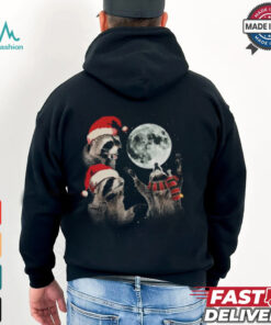 Three Raccoons Moon Christmas T Shirt