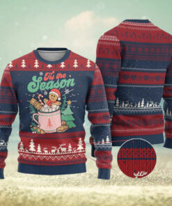 Tis The Season Xmas Ugly Christmas Sweater Groovy Retro Gingerbread Hot Cocoa