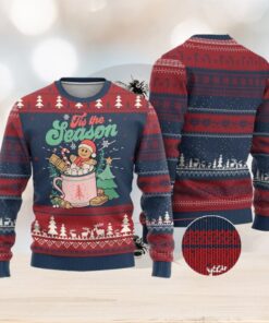 Tis The Season Xmas Ugly Christmas Sweater Groovy Retro Gingerbread Hot Cocoa