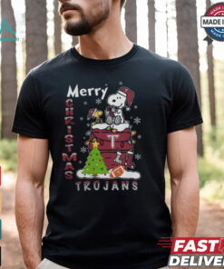 Troy Trojans Snoopy And Woodstock Merry Christmas Shirt
