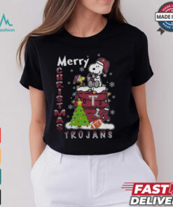 Troy Trojans Snoopy And Woodstock Merry Christmas Shirt