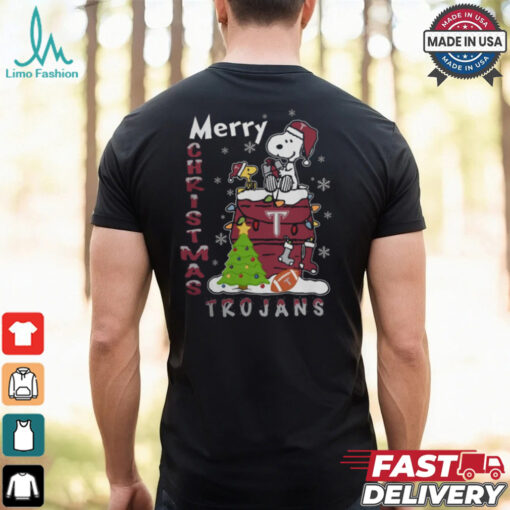 Troy Trojans Snoopy And Woodstock Merry Christmas Shirt