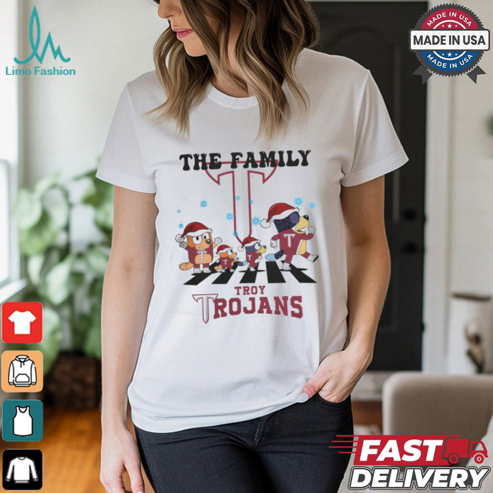 Troy Trojans X Family Bluey Merry Christmas 2024 Shirt Troy Trojans X Family Bluey Merry Christmas 2024 Shirt